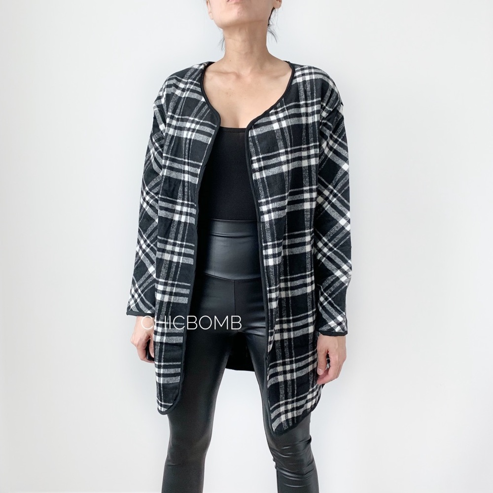 White and Black Plaid Coat - Picture 11 of 13